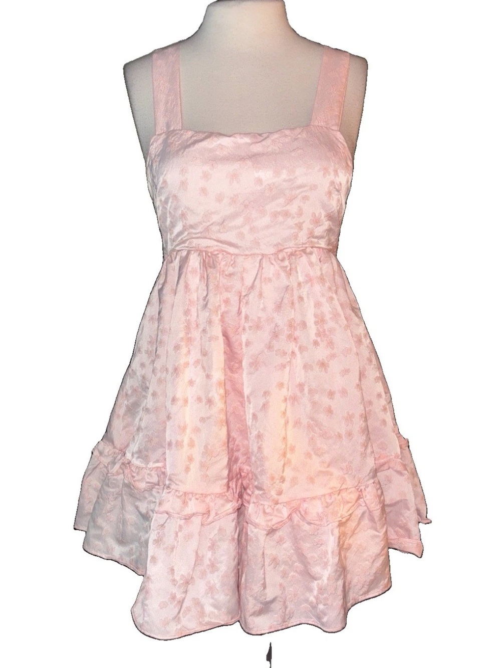 Amable by Mable Pink Floral-Print Square-Neck babydoll dress size medium